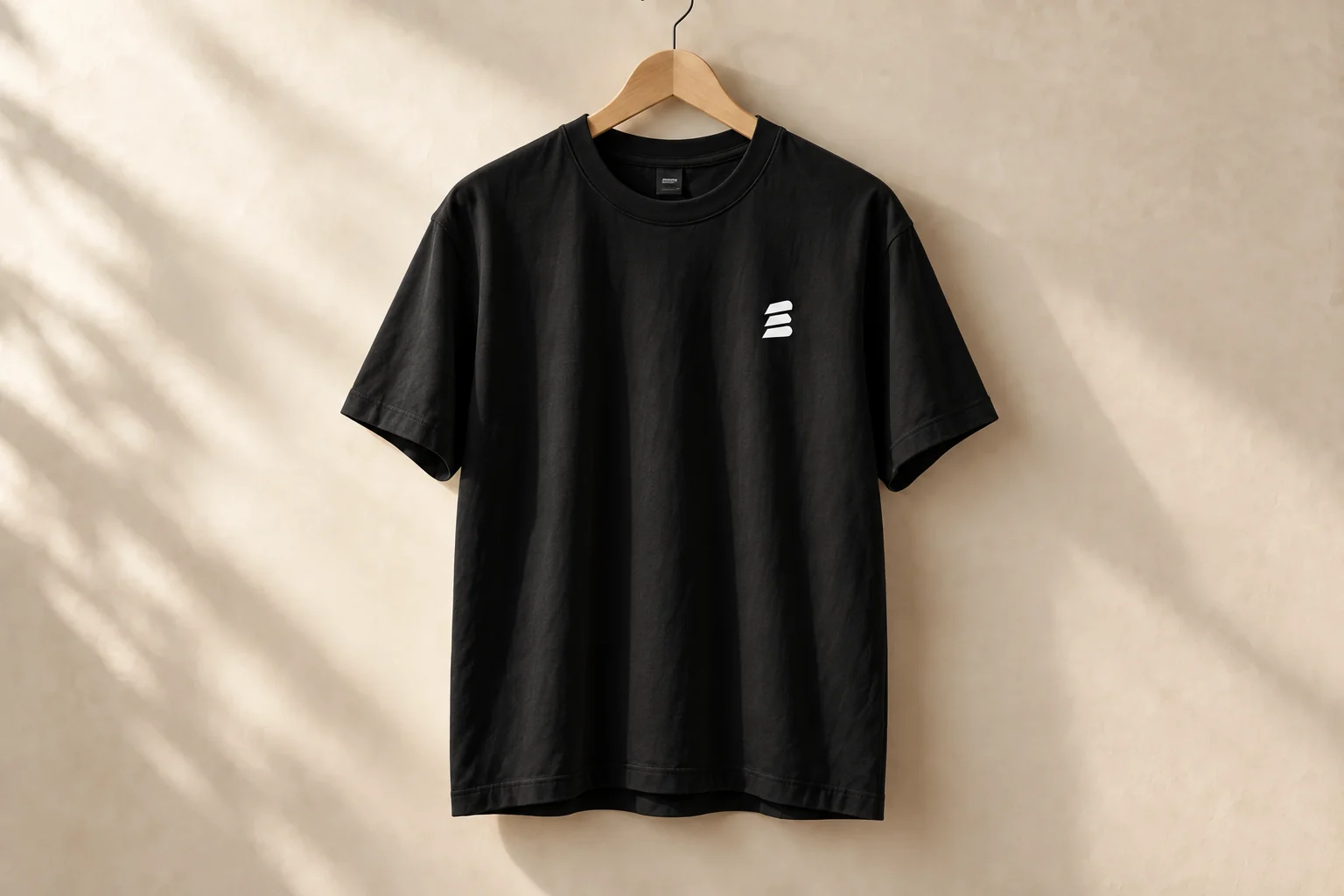 Premium Builder Tee — black with a white stacks chest mark