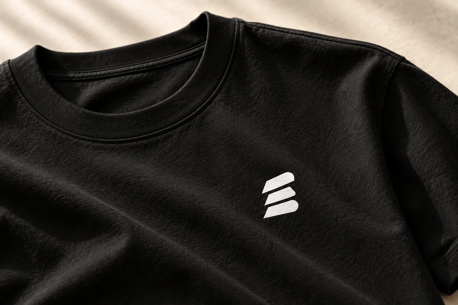 Premium Builder Tee — white stacks chest print detail